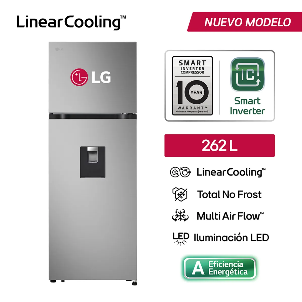 LG - Refrigeradora LG 262L VT26WPY CD Plateado