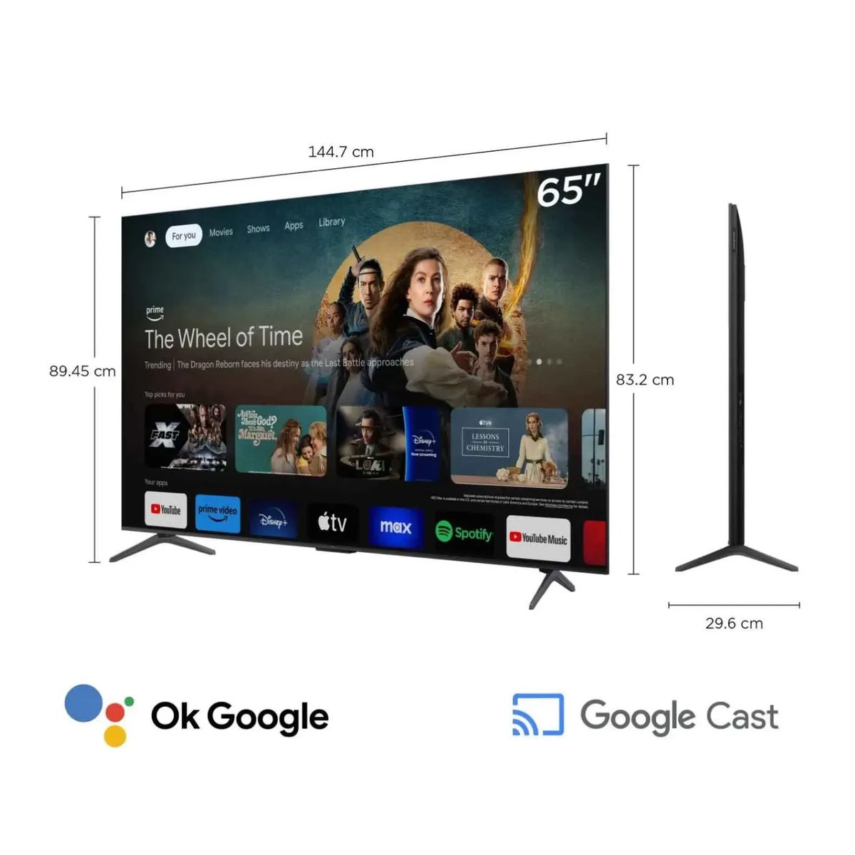 TCL - Televisor TCL Mini LED 65" QD UHD 4K Smart Google TV 65C6KS - Nuevo 2025