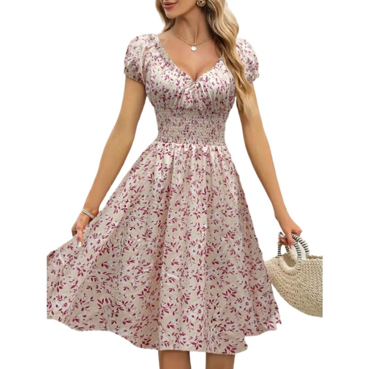 TIOZONEY - Vestido sin mangas con cuello halter - Rosado
