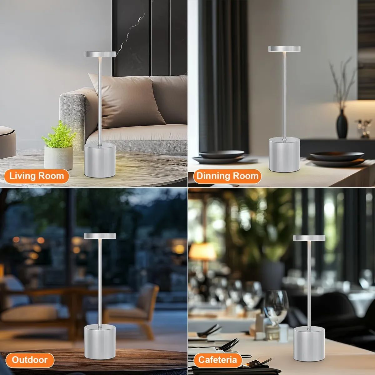 GENERICO - LÁMPARA LED DE ESCRITORIO CON CONTROL TÁCTIL 3 TONOS PLATEADO