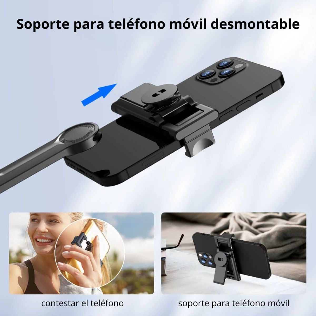GENERICO - Trípode Flexible Portátil 360° con Clip Universal Desmontable para Celular Cámara y GoPro
