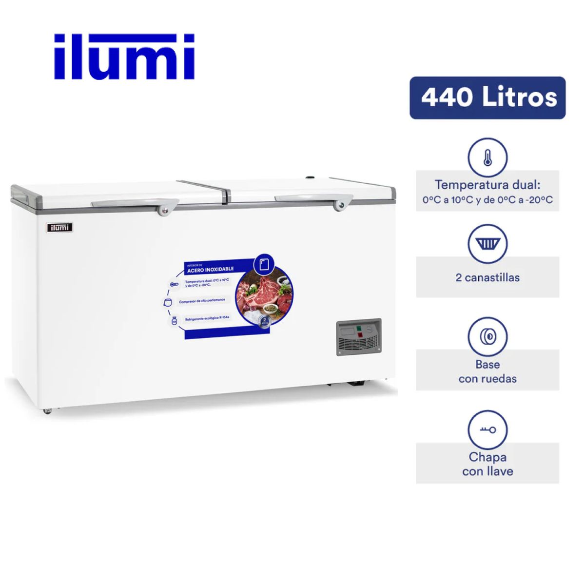 ILUMI - TFI-4402WH - Congelador Horizontal 440Lt Blanco Ilumi