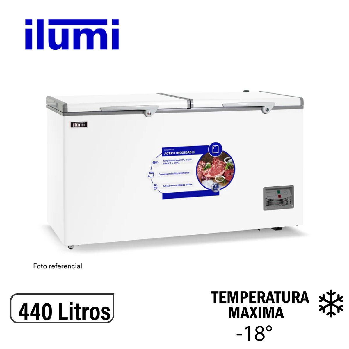 ILUMI - TFI-4402WH - Congelador Horizontal 440Lt Blanco Ilumi