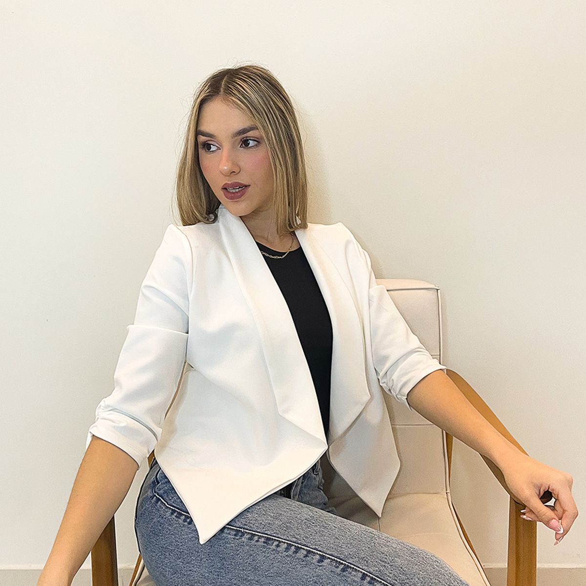 GENERICO - Blazer Manga 3/4 Paola Color Perla Estacion 108