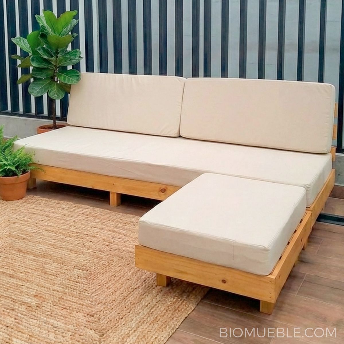 GENERICO - Sofá Corner Aura  Diseño modular en “L” hecho de madera reciclada de Palets