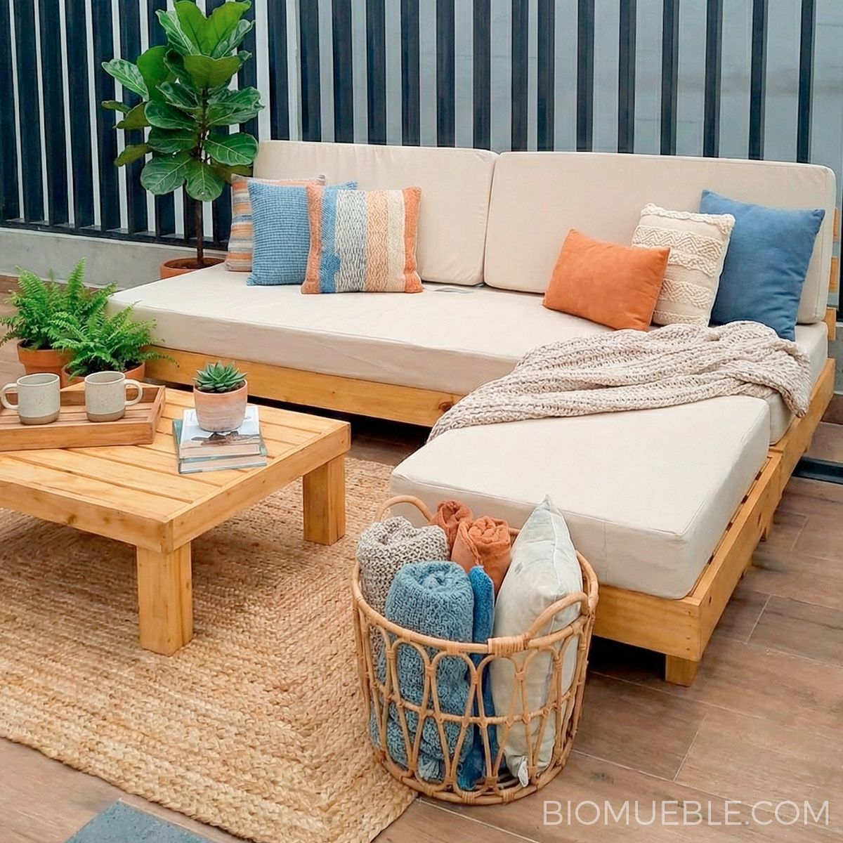 GENERICO - Sofá Corner Aura  Diseño modular en “L” hecho de madera reciclada de Palets