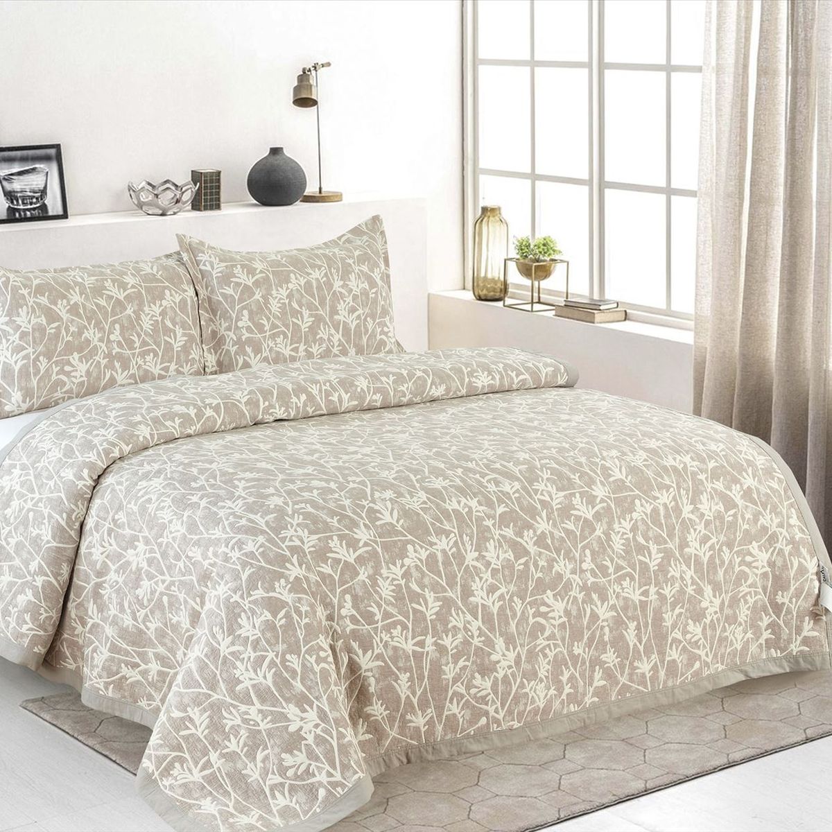 CASATEX - Cubrecama de Verano + Fundas de Almohada 100% Algodón 2 Plazas