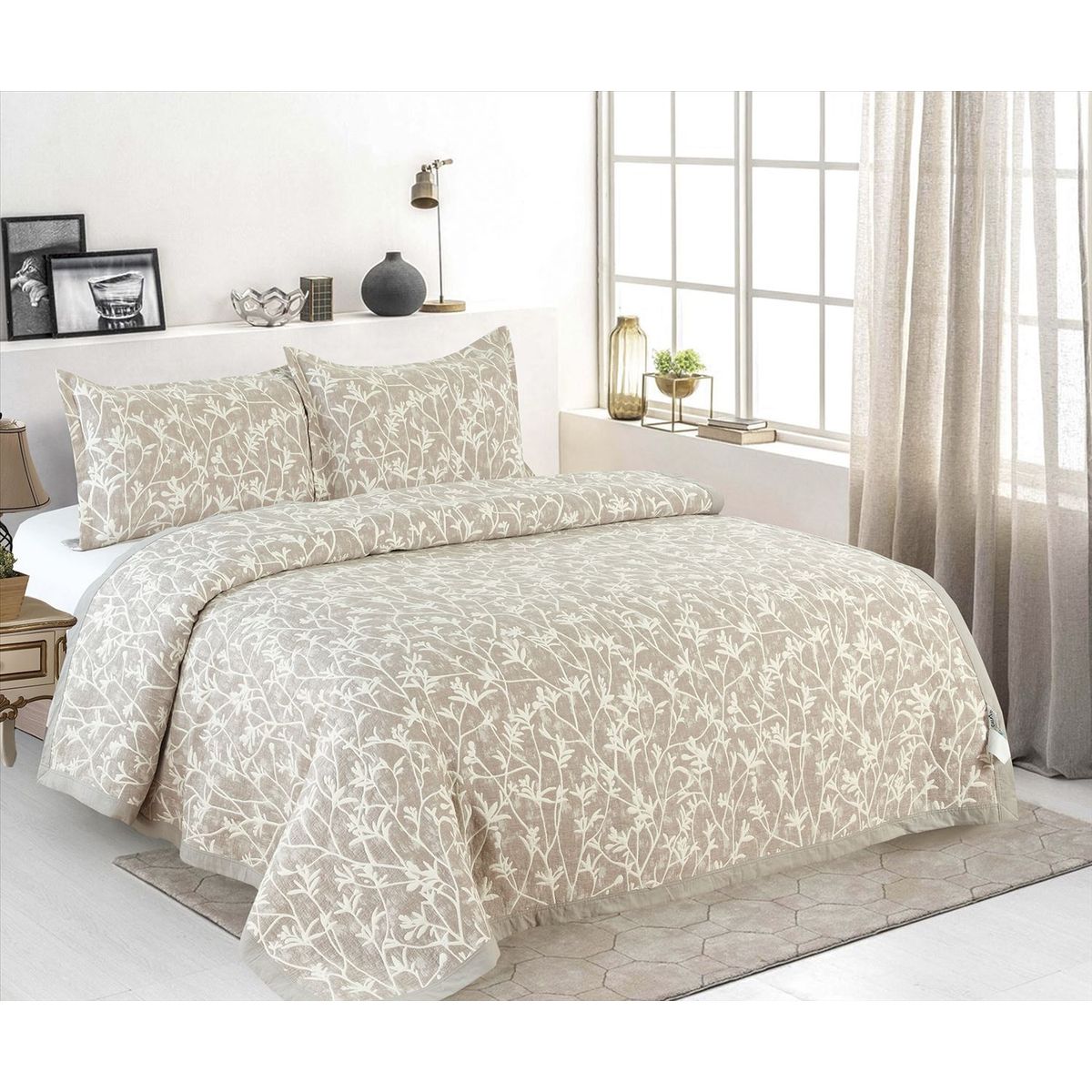 CASATEX - Cubrecama de Verano + Fundas de Almohada 100% Algodón 2 Plazas