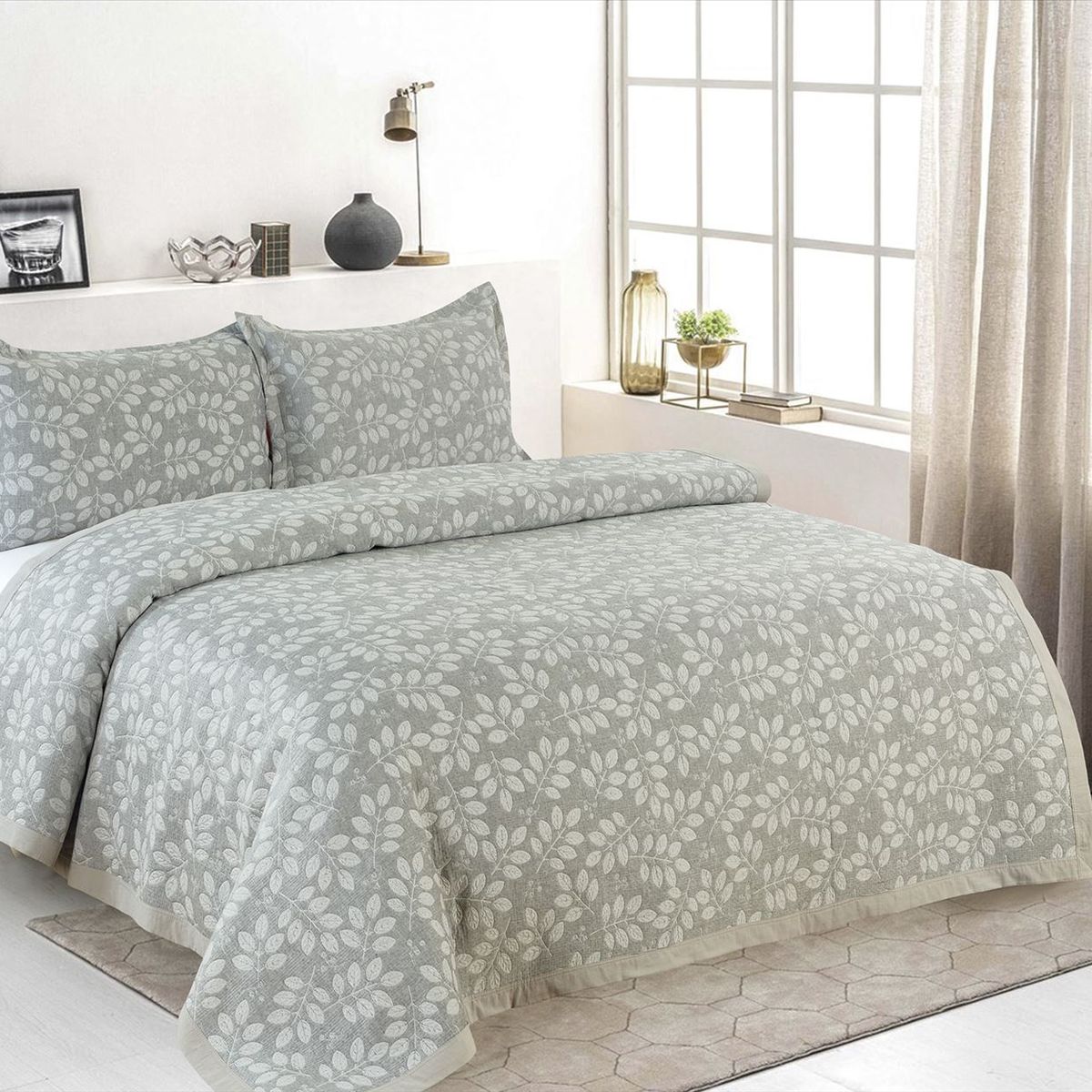 CASATEX - Cubrecama de Verano + Fundas de Almohada 100% Algodón 2 Plazas