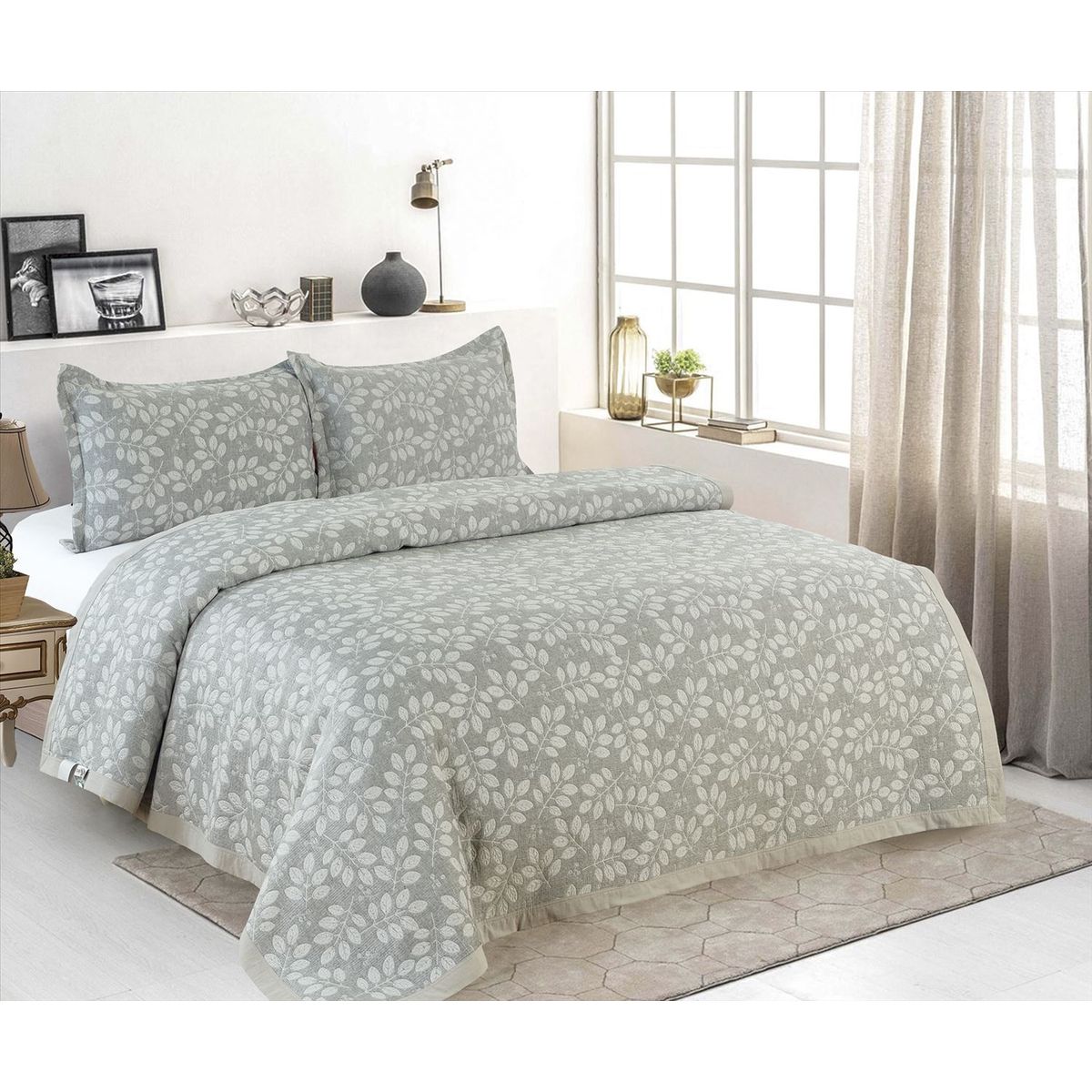 CASATEX - Cubrecama de Verano + Fundas de Almohada 100% Algodón 2 Plazas