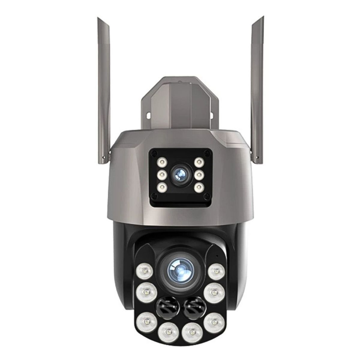 GENERICO - Cámara de Seguridad WiFi PTZ 360° UHD Doble Lente con Zoom Óptico 36X Visión Nocturna Audio y Sirena