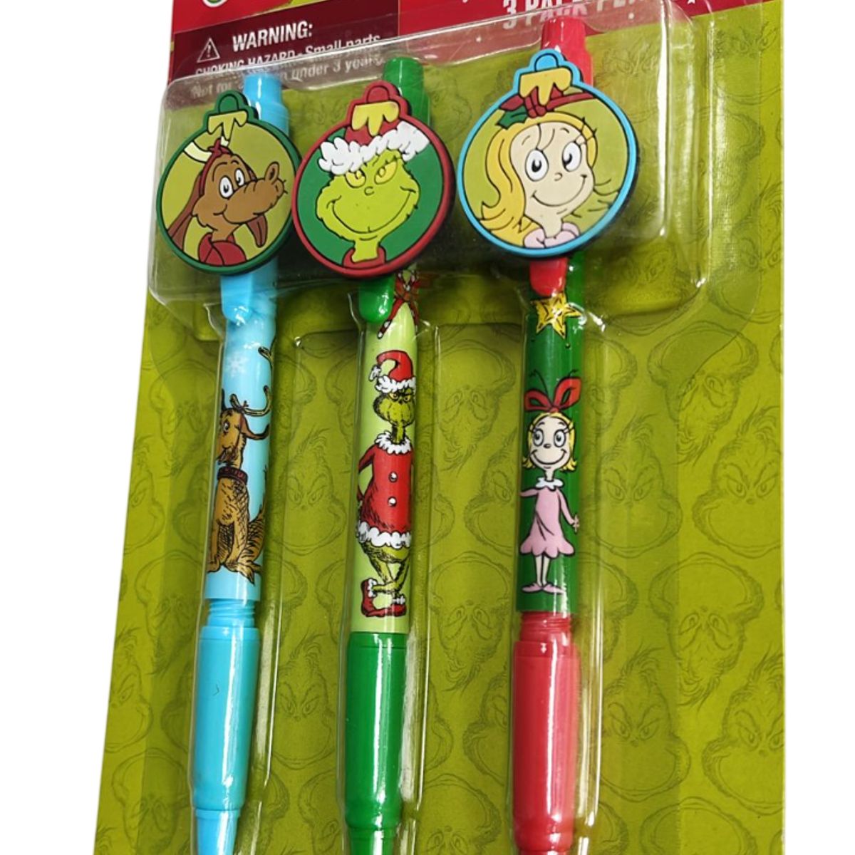 GENERICO - pack de 3 lapiceros Grinch - Navideño