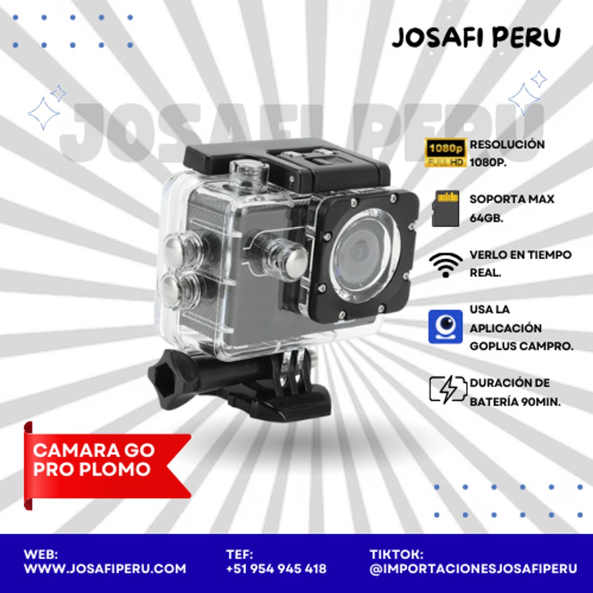 GENERICO - CAMARA DEPORTIVA GOPRO PLOMO FULL HD