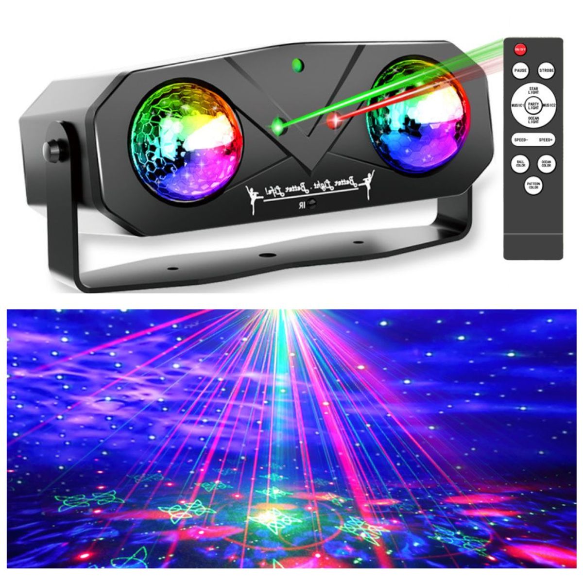 SEISA - Proyector de Luz 5 en 1 SEISA EMS-38 Láser RGB, Control Remoto y Modo Música para Fiestas y Eventos