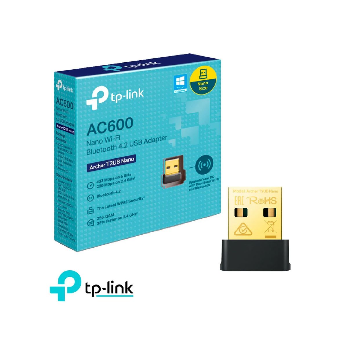 TP LINK - TP-Link Archer T2UB Nano Adaptador USB inalámbrico Wi-Fi 5 AC600