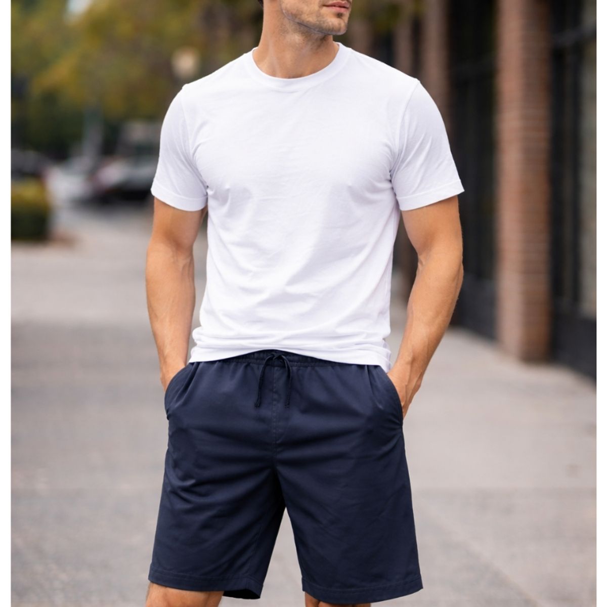 ENKI - Short Hombre Deportivo Urbano Tela Nova Colores Básicos