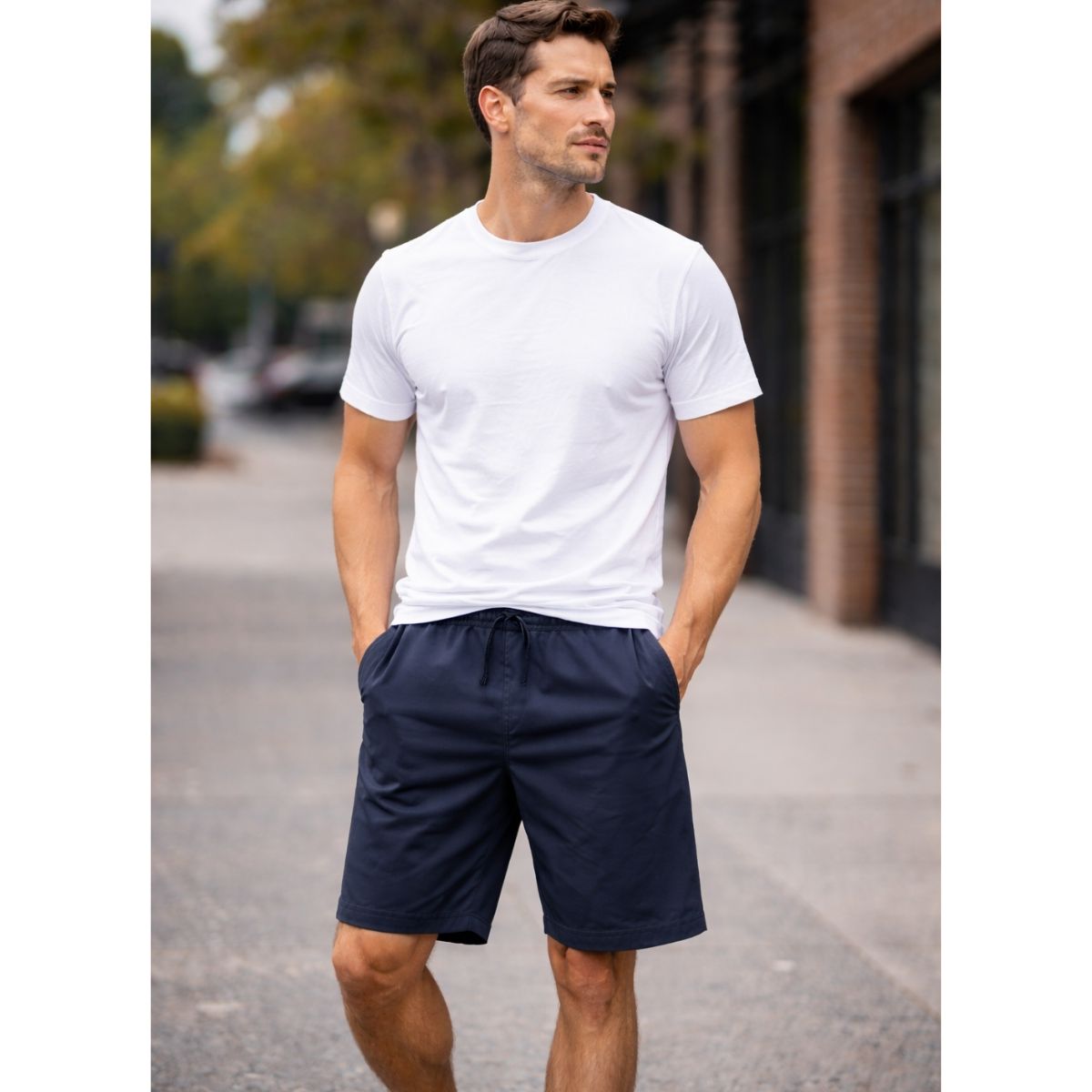 ENKI - Short Hombre Deportivo Urbano Tela Nova Colores Básicos