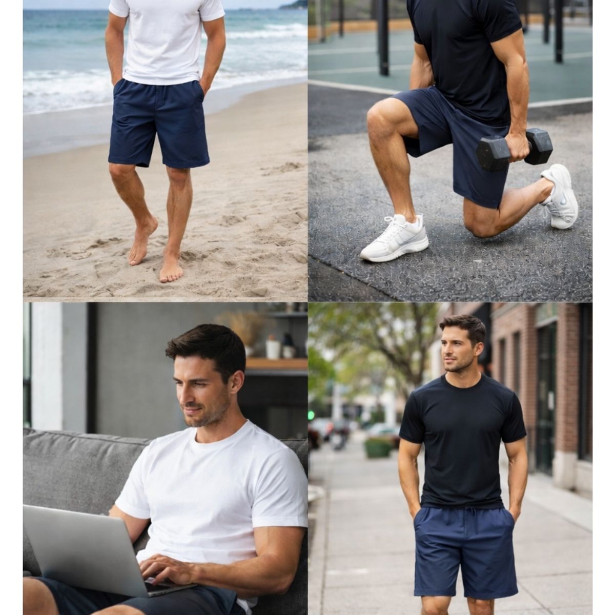 ENKI - Short Hombre Deportivo Urbano Tela Nova Colores Básicos