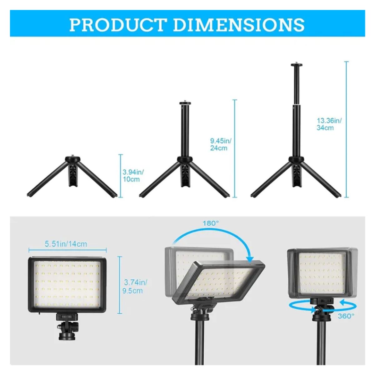 GENERICO - Ci-fotto Dimmable 5600k Kit 2 Luz Led 10w