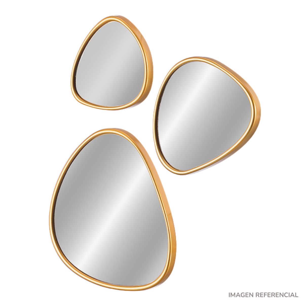 INSPIRA MARKET - Set de 3 Espejos Decorativos Irregulares Dorado
