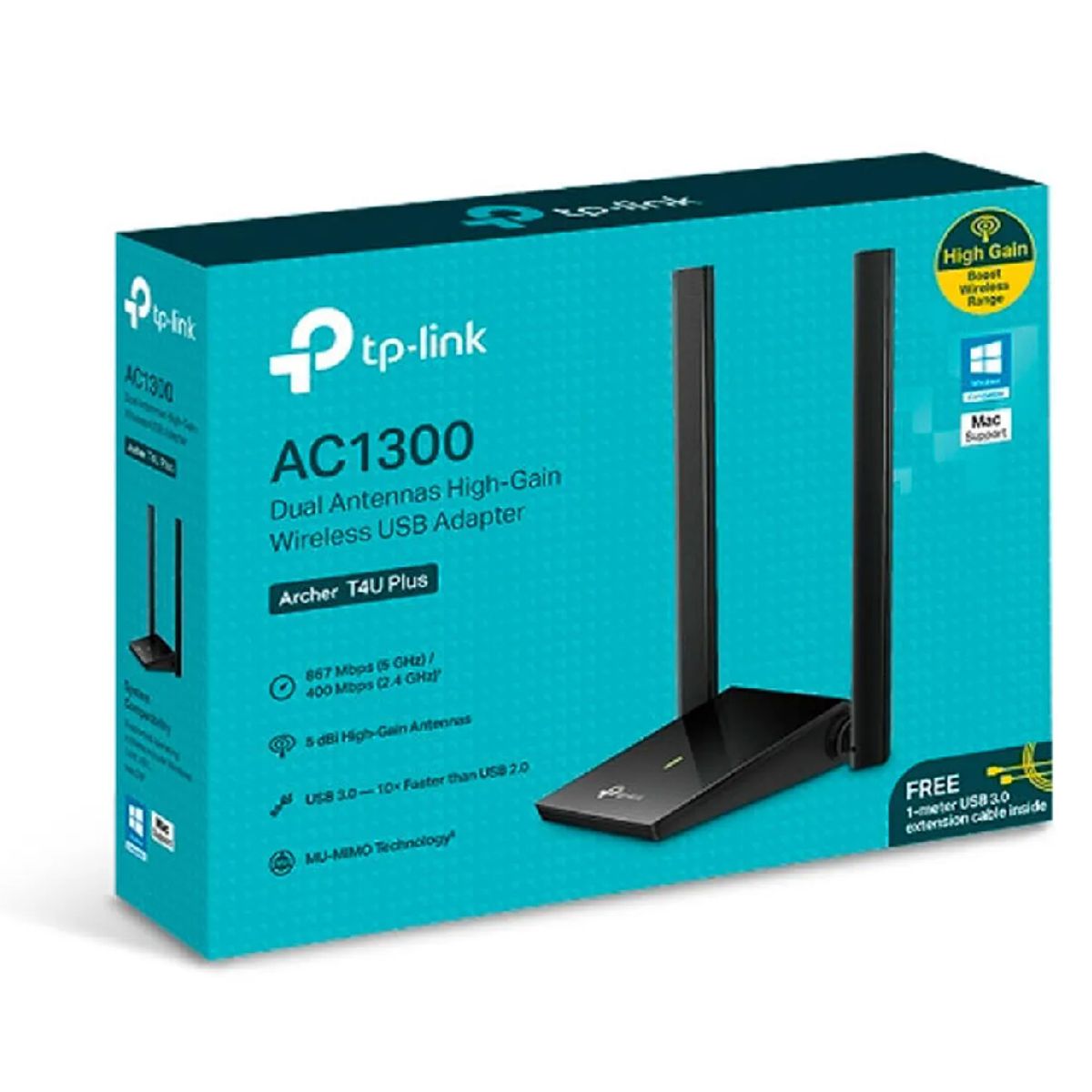 TP LINK - TP-Link Adaptador Usb Inalámbrico 2 Bandas Archer T4U Plus Ac1300