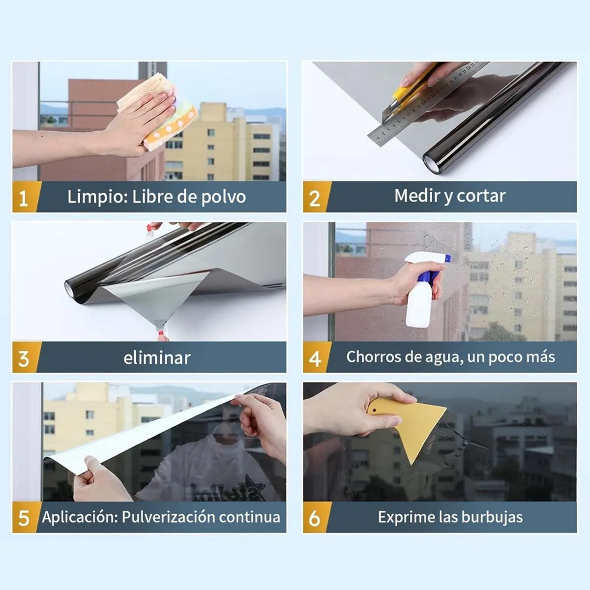 U BUY - Lamina Espejada Film Privacidad Vidrio Ventana 50 Cm  10 M