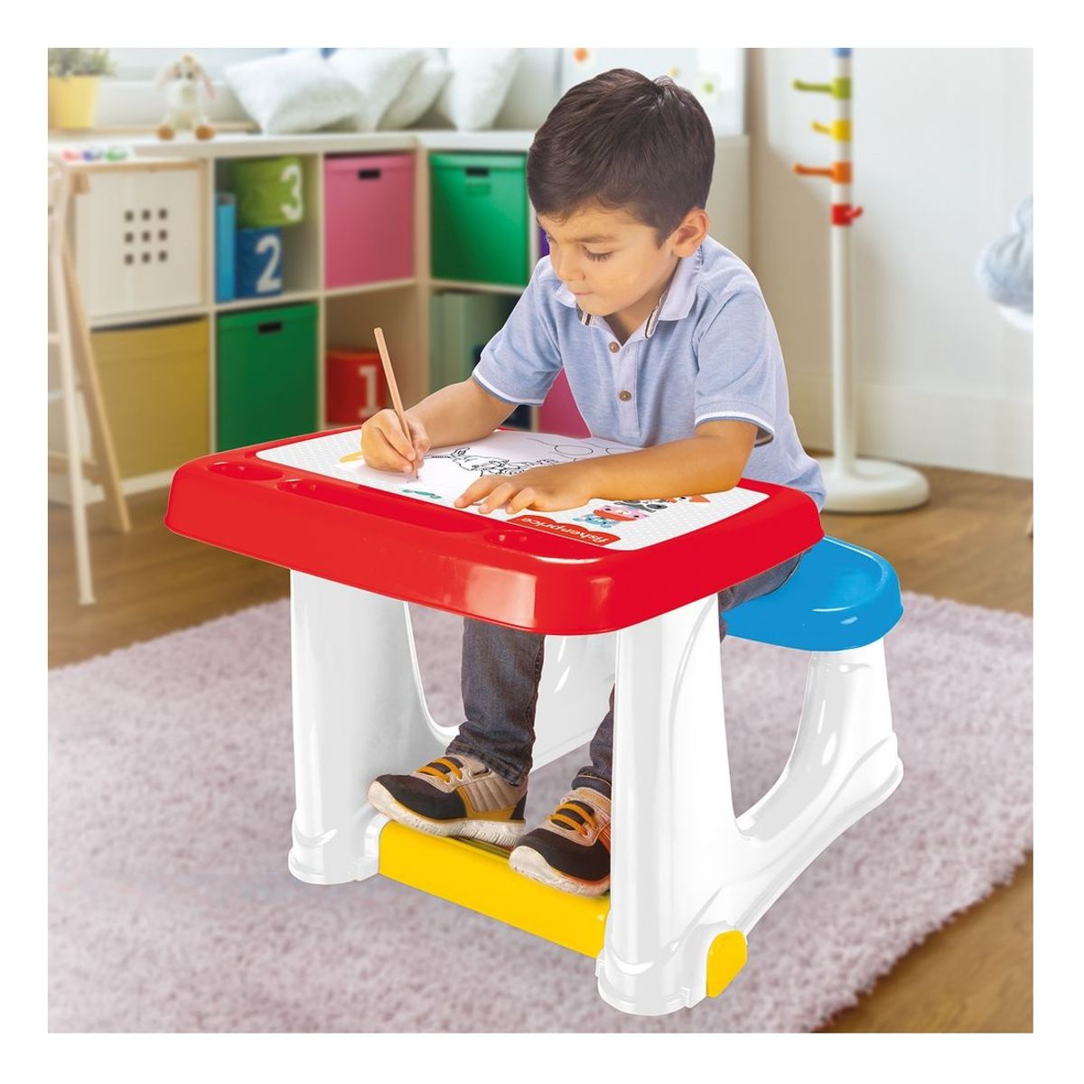 FISHER PRICE - MESA DE ESTUDIO INFANTIL FISHER PRICE CON ASIENTO Y REPOSAPIÉS