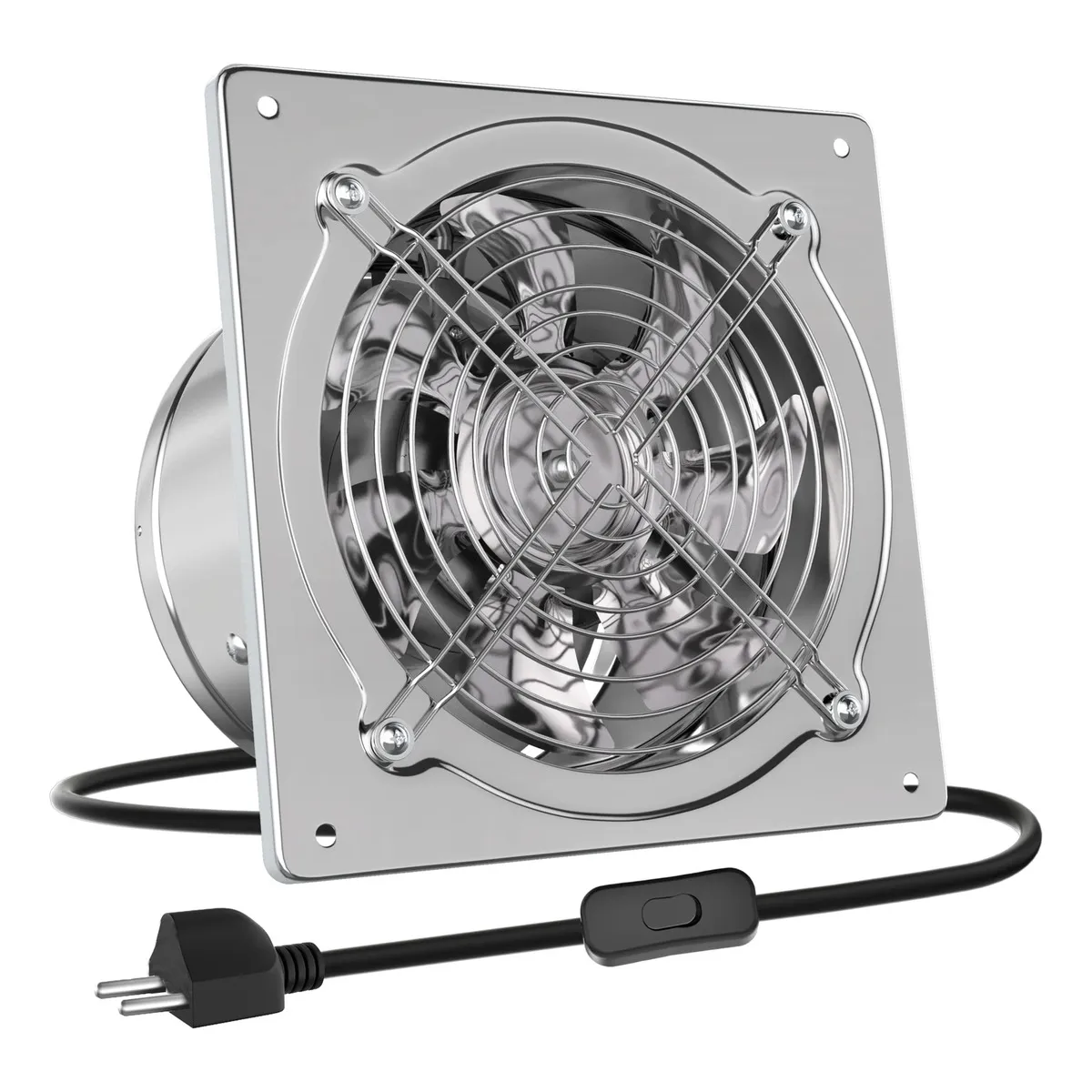 Extractor De Aire Ventilador Industrial 8inch 80w Con Enchuf, marca ANYHOGAR - Foto Principal