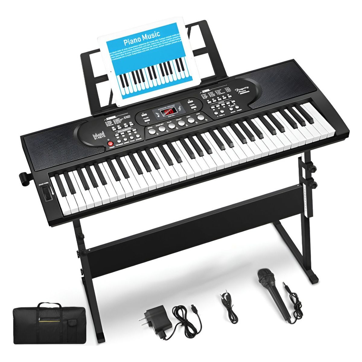 U BUY - Piano Teclado Musical Principiantes 61 Teclas Atril+soporte
