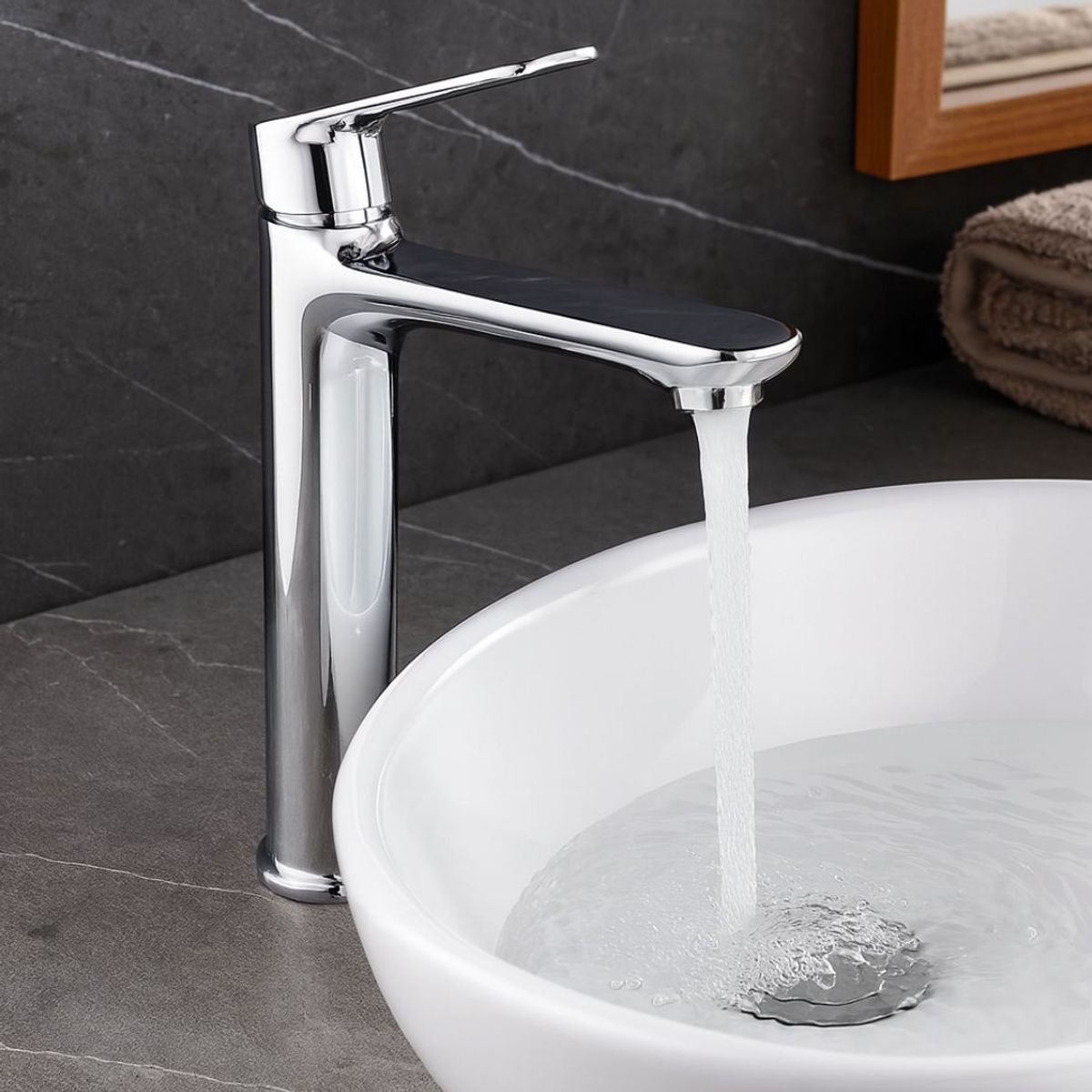 XM - Llave de Baño de Agua Fría Moderna de Acero Inoxidable Cromado  L0373A