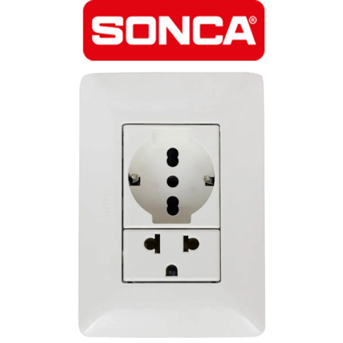 SONCA - Tomacorriente Schuko + Tomacorriente Universal Blanco CLT 16A - 250V