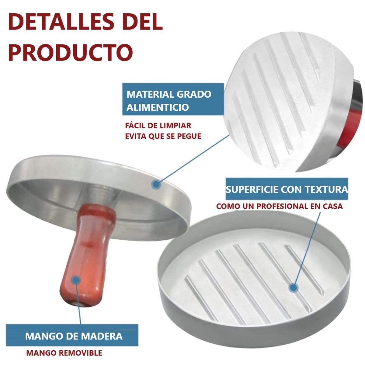 GENERICO - Molde Prensador para Hamburguesas Caseras Rellenas