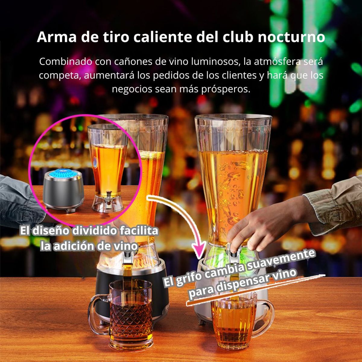 SEISA - Parlante Bluetooth LED SEISA YX-S9866 RGB con Dispensador 2.5 L Tipo Cañón de Cerveza para Fiestas