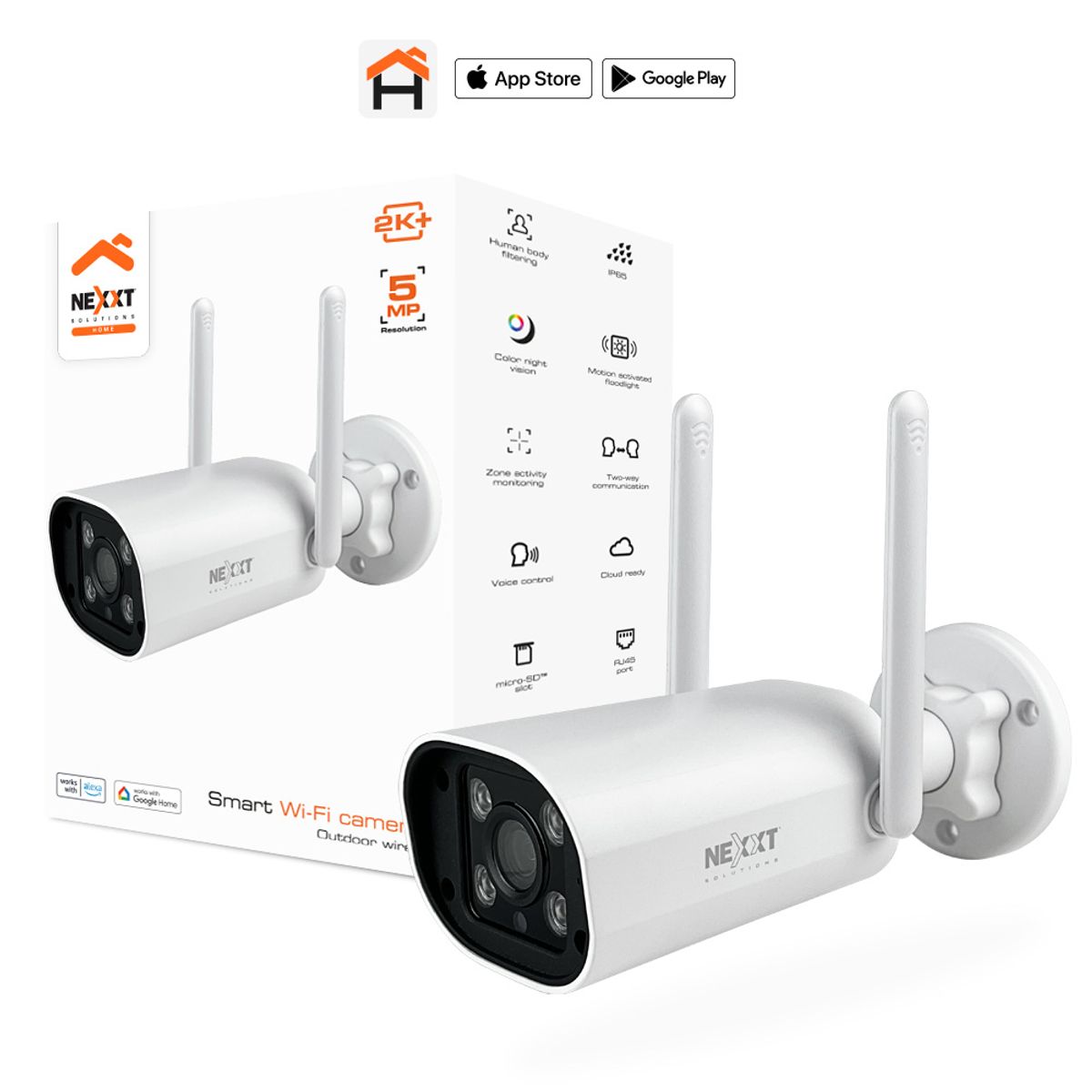 NEXXT SOLUTIONS - SMART CAMERA 2K NEXXT CON SIRENA PARA  EXTERIOR NHC-OF10