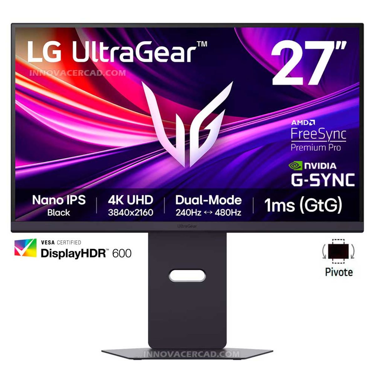 LG - Monitor LG UltraGear 27G850A-B Nano IPS UHD 4K de 27 Dual MODE 4K UHD 240hz - FHD 480hz 1ms
