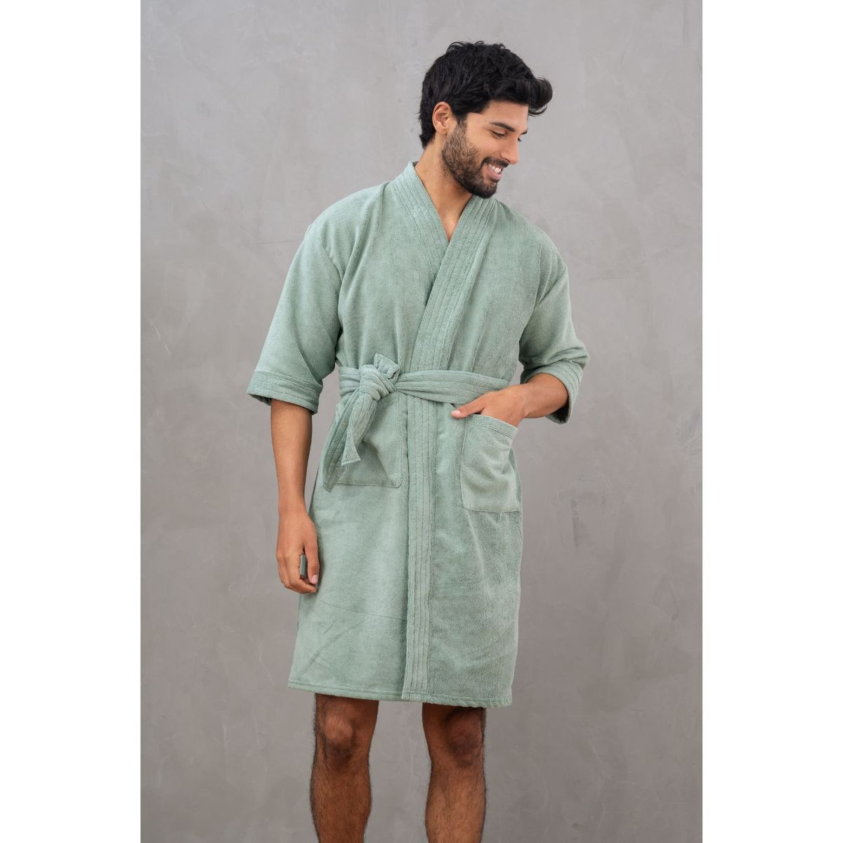 SOÑALIERE - Salida de Baño Hombre Microfibra - Verde L