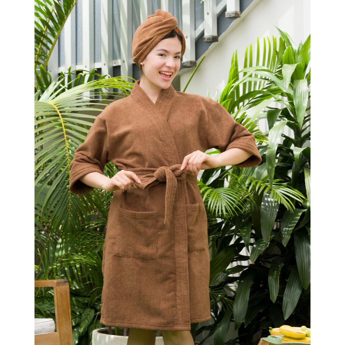 SOÑALIERE - Salida de Baño Mujer Microfibra - Marron L