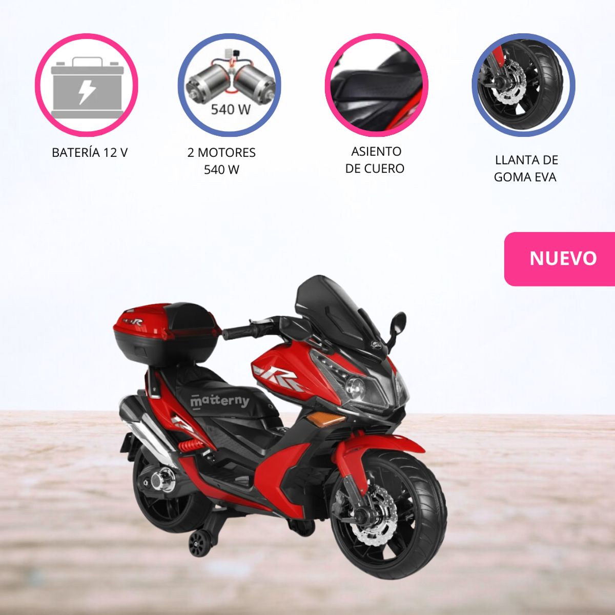 CUZKA - Moto a Batería para Niños «MILANO» Red
