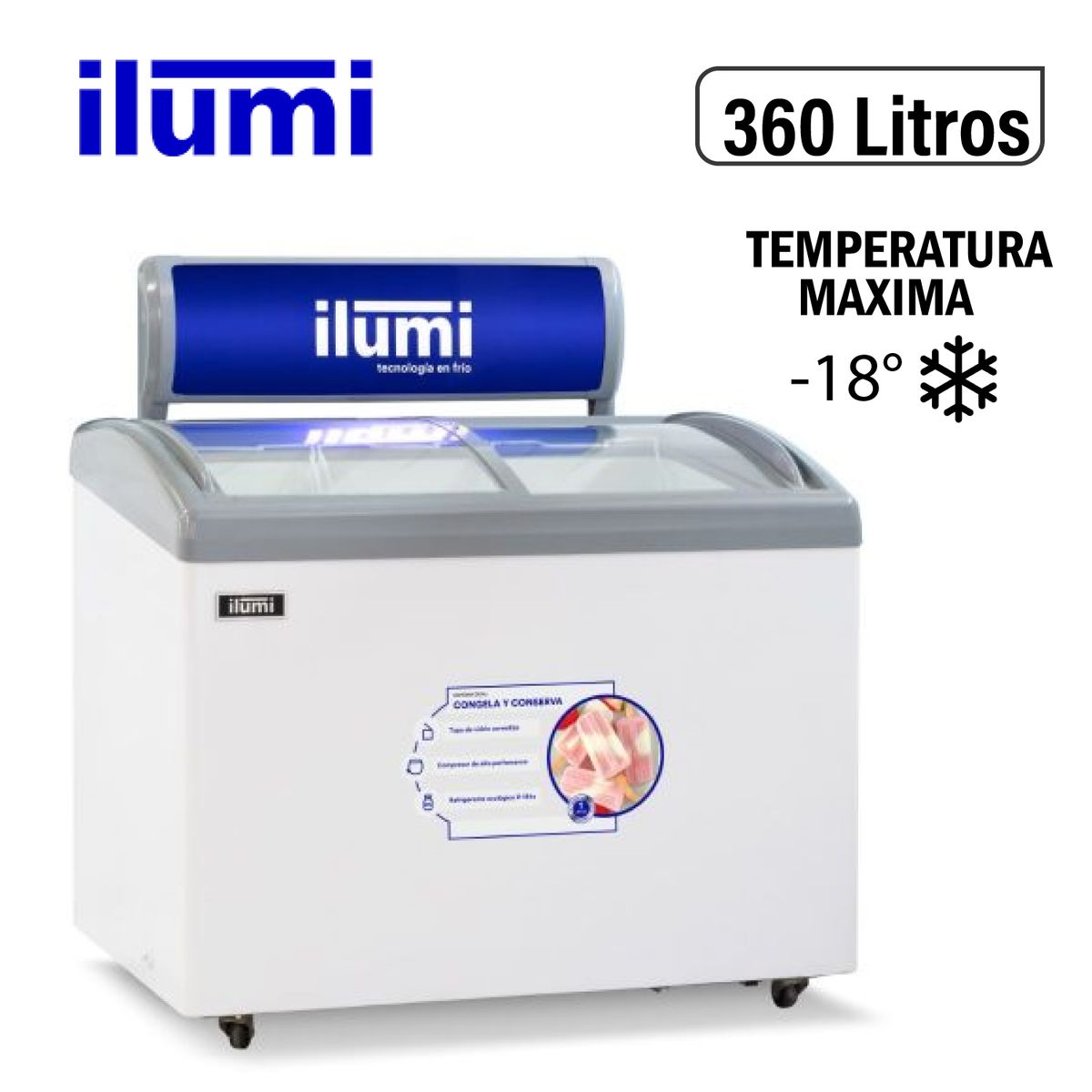 ILUMI - TF-3600 - Congelador Horizontal 360Lt Blanco Ilumi