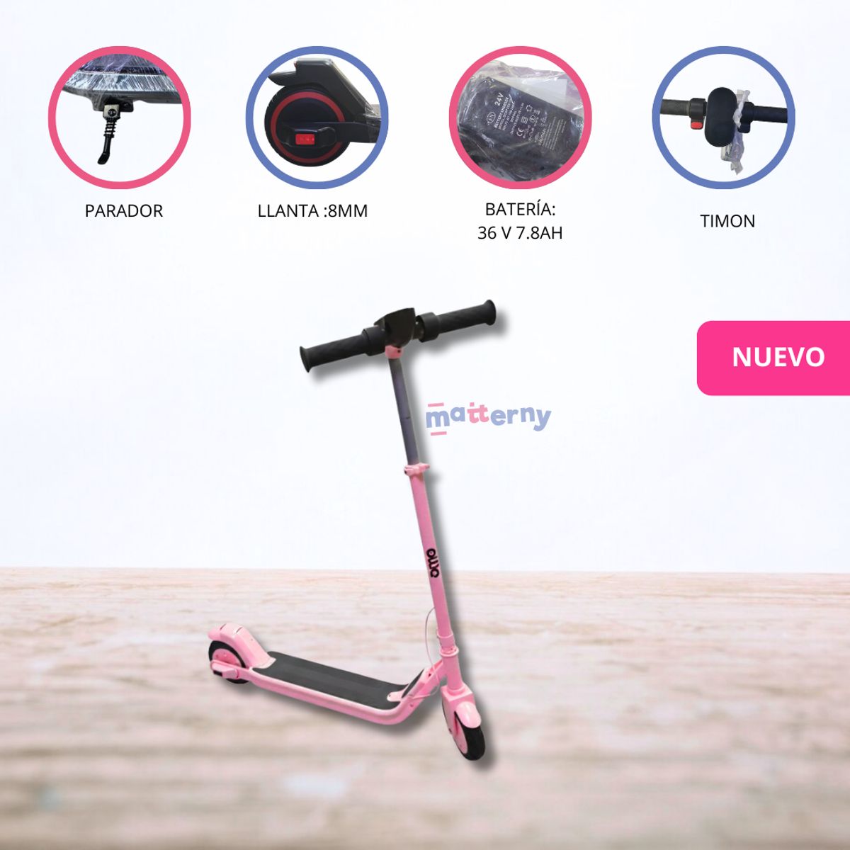 OLLIE - Scooter Eléctrico para Niños «URBANO» 36 Vlt Black