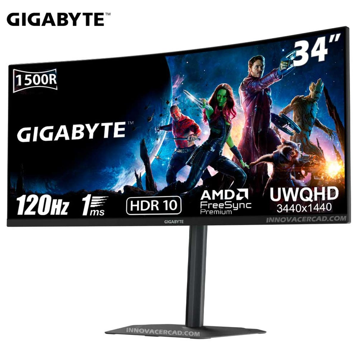GIGABYTE - Monitor GIGABYTE GS34WQCA 34 Curvo WQHD 3440x1440 120HZ 1MS AMD Freesync Premium