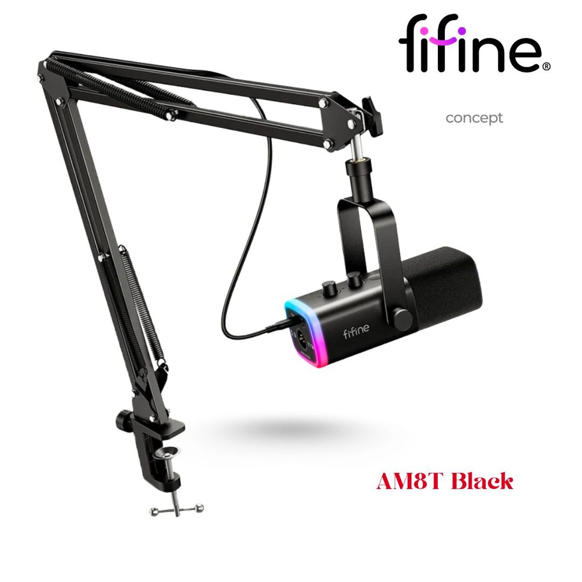 FIFINE - Micrófono Fifine AM8T Black con Brazo