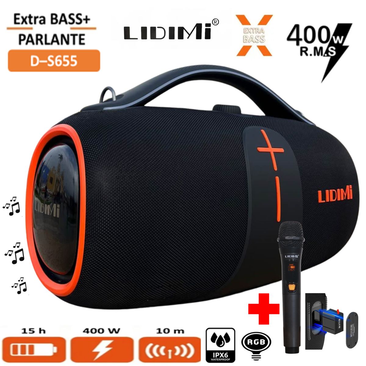 LIDIMI - Parlante Portátil Lidimi D-S655 Super 400W con función TWS