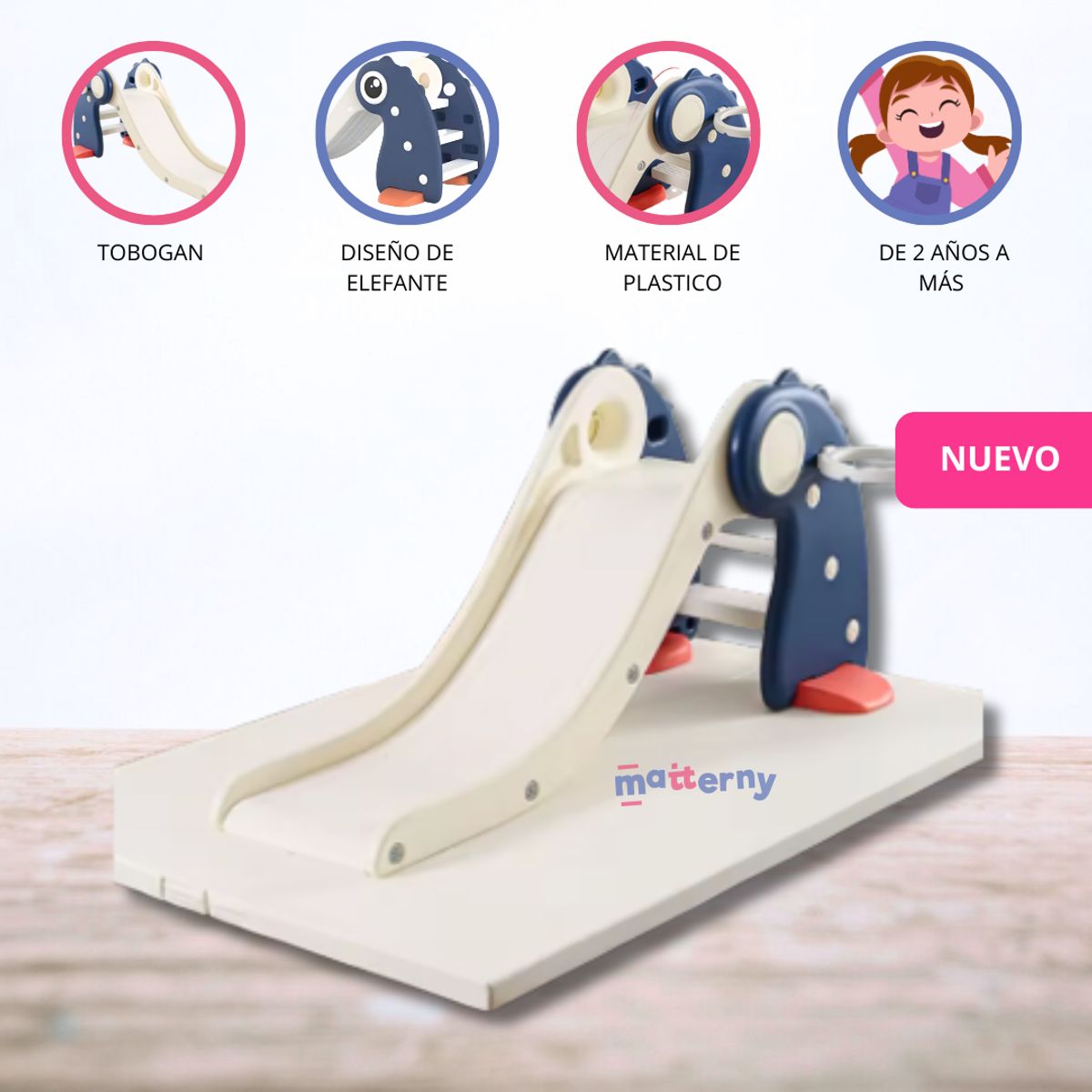 CUZKA - Tobogán con Aro de Baloncesto para Niños «VALANGA» Blue