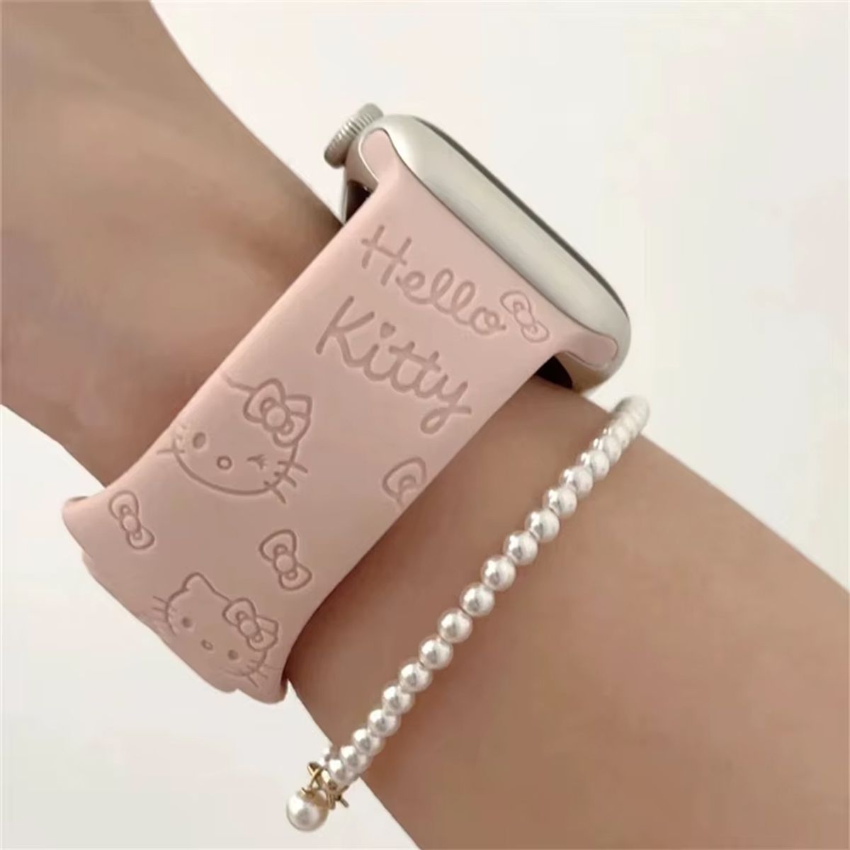 GENERICO - Correa Para Apple Watch 42-44-45-49  Palo Rosa Gatita