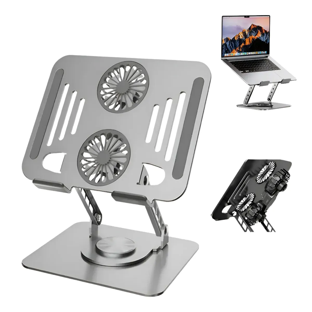 GENERICO - Soporte de Metal Giratorio 360° para Laptop y Tablet - Ergonómico Plegable  y Ventilado - Hasta 15