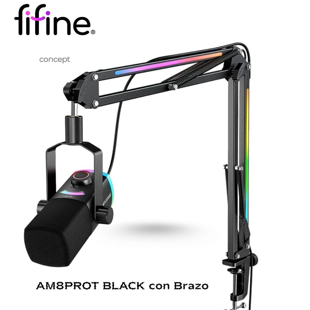 FIFINE - Micrófono Fifine AM8PROT BLACK con Brazo
