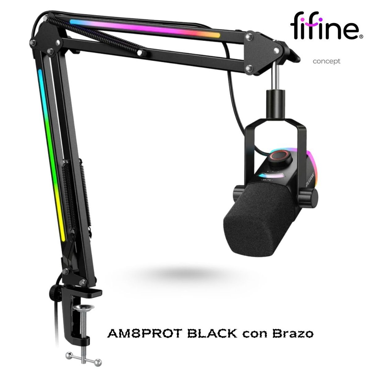 FIFINE - Micrófono Fifine AM8PROT BLACK con Brazo