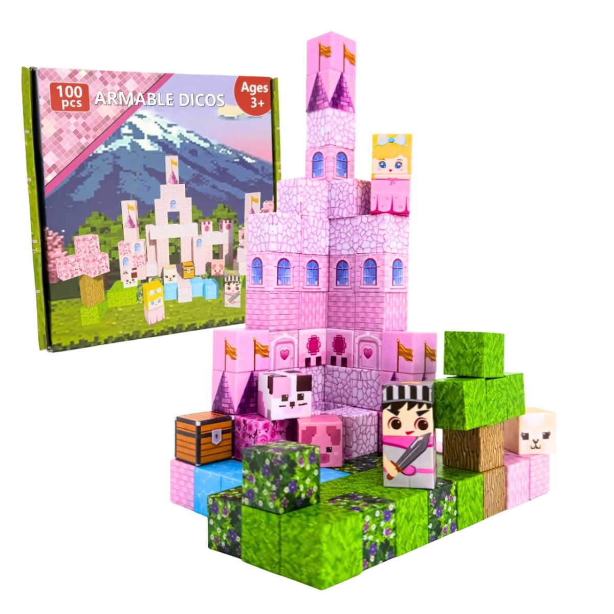 GENERICO - Bloques Magnéticos de Minecraft Castillo de Princesa Armable Dicos 100 Pcs