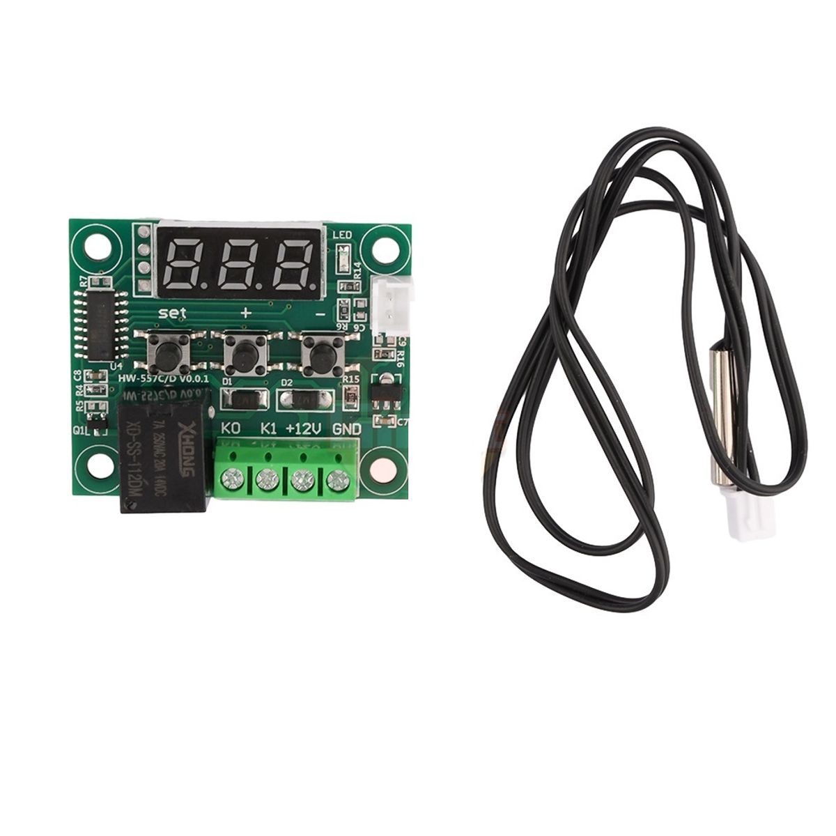 GENERICO - Controlador Digital de Temperatura W1209 12V con Sensor NTC